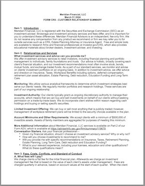 Form crs | meridian financial advisors, llc