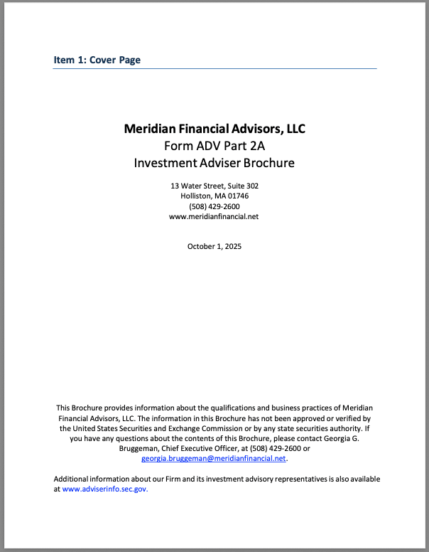 Meridian financial advisors llc form adv2a